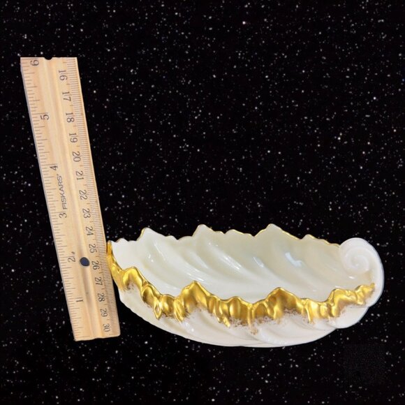 Vintage Lenox Porcelain Shell Trinket Dish Bowl Gold Edges Old Mark USA 91 86 - Picture 3 of 16